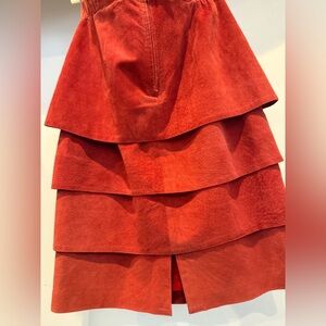 Layered Red Suede Skirt Size 12